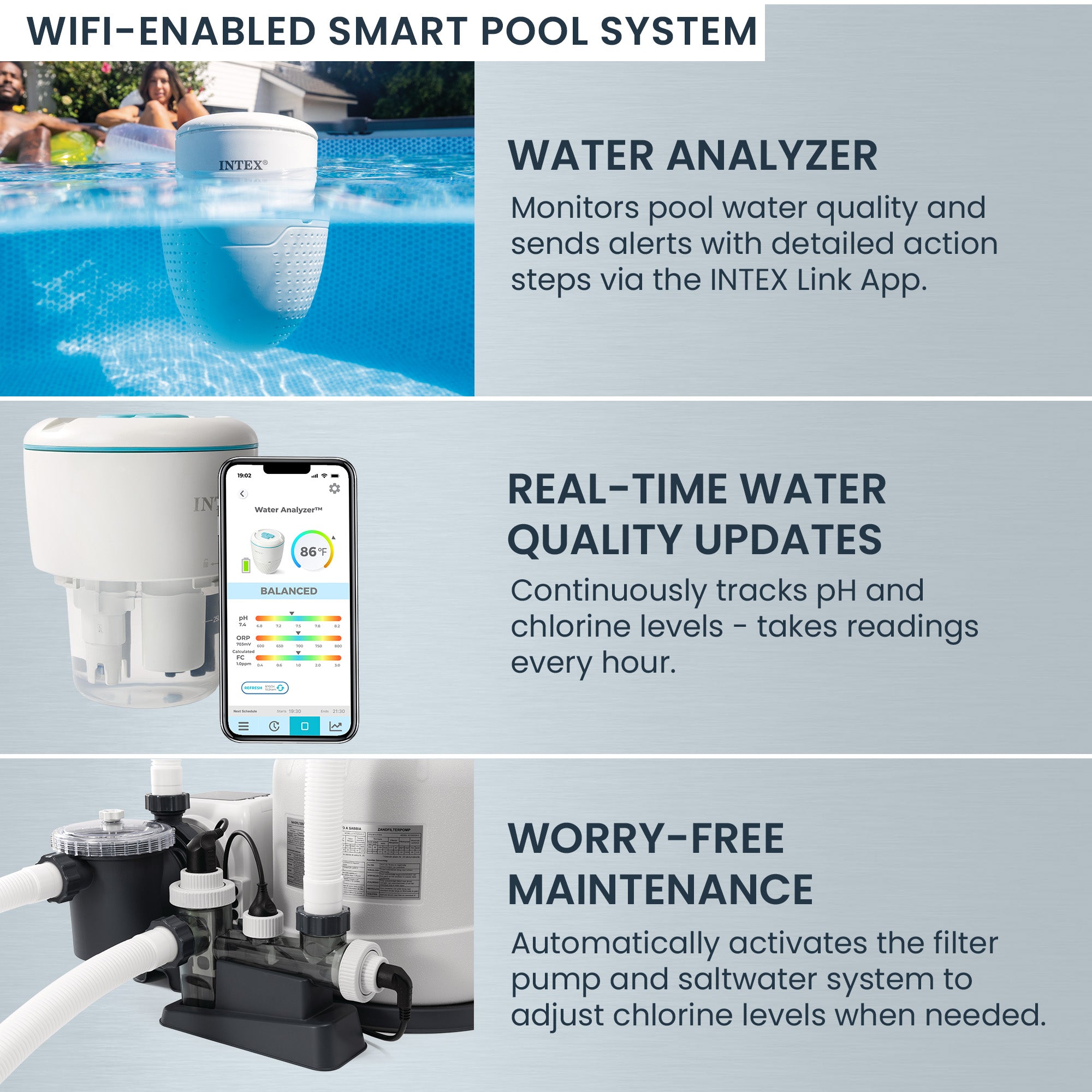 INTEX UltraLuxe 24ft x 52in Above Ground Pool, Sand Pump, & Saltwater System - VMInnovations