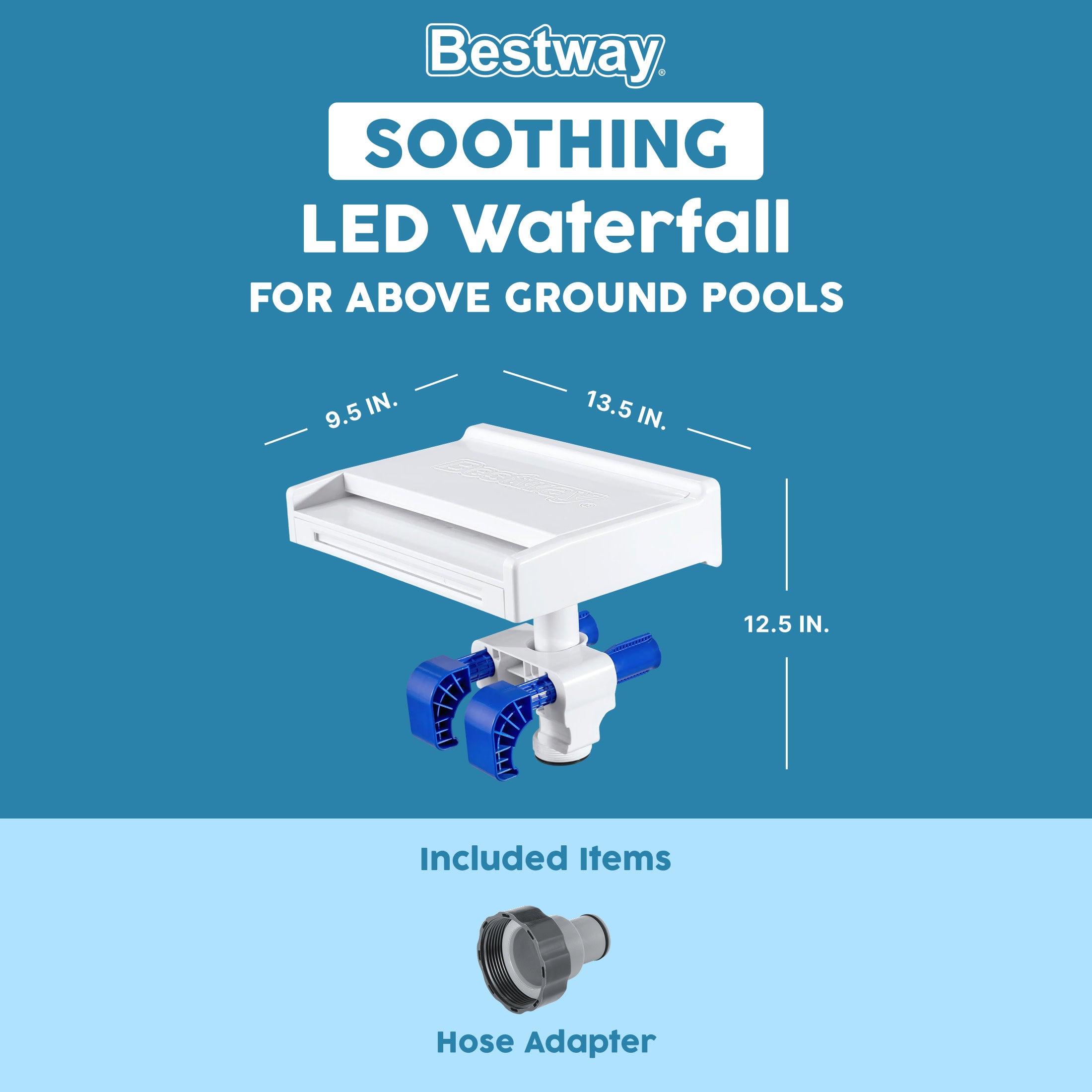Bestway Multicolor LED Waterfall & 14'x8'x39.5" Above Ground Swimming Pool Set - VMInnovations