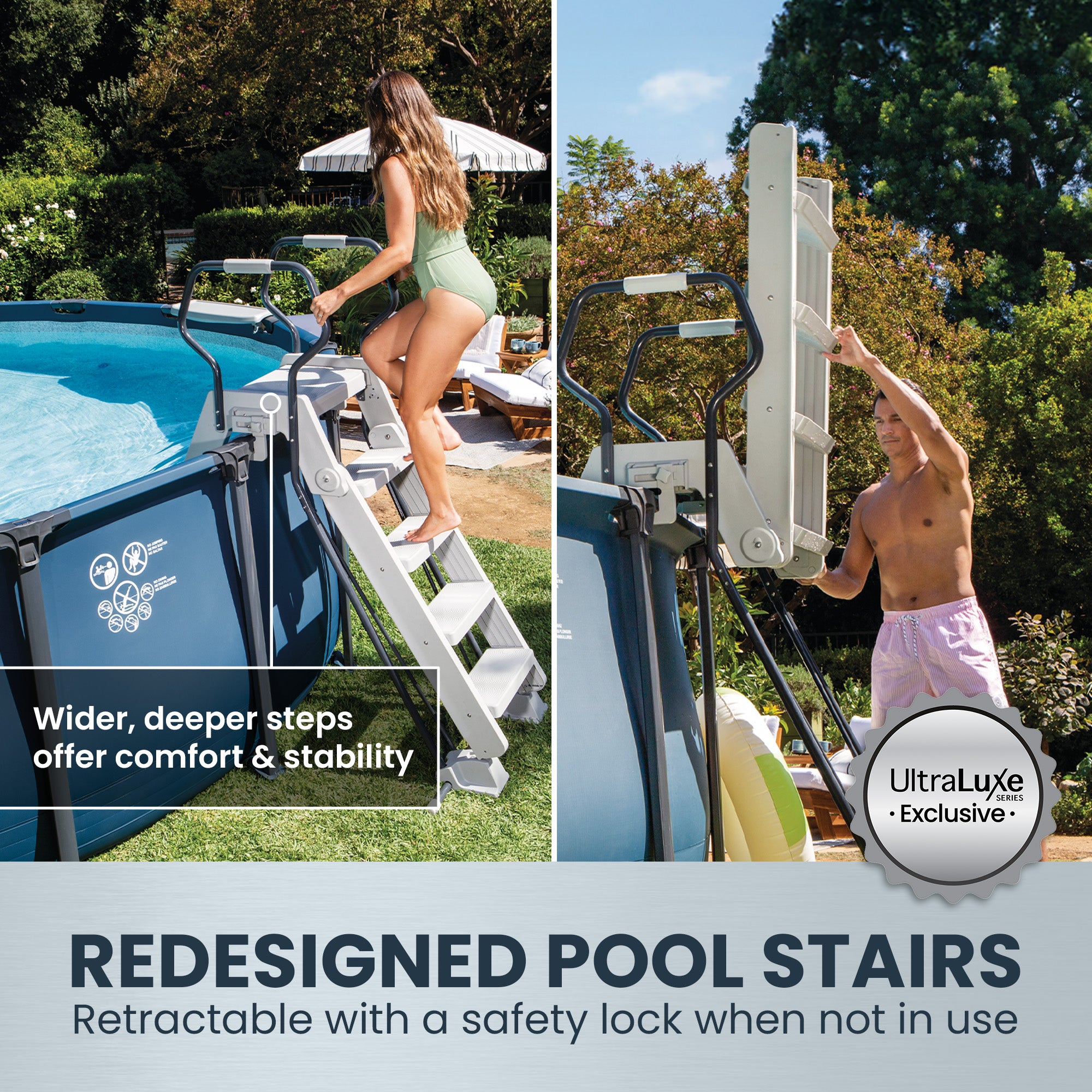 INTEX UltraLuxe 24ft x 52in Above Ground Pool, Sand Pump, & Saltwater System - VMInnovations