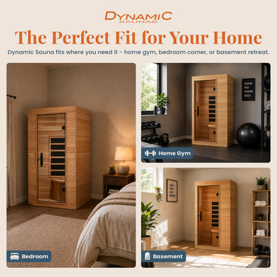 Dynamic Saunas Elite 1 Person Compact Ultra Low EMF FAR Infrared Home Sauna