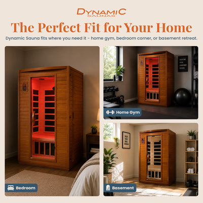 Dynamic Saunas Andora 2-Person Low EMF FAR Infrared Sauna, Canadian Hemlock Wood