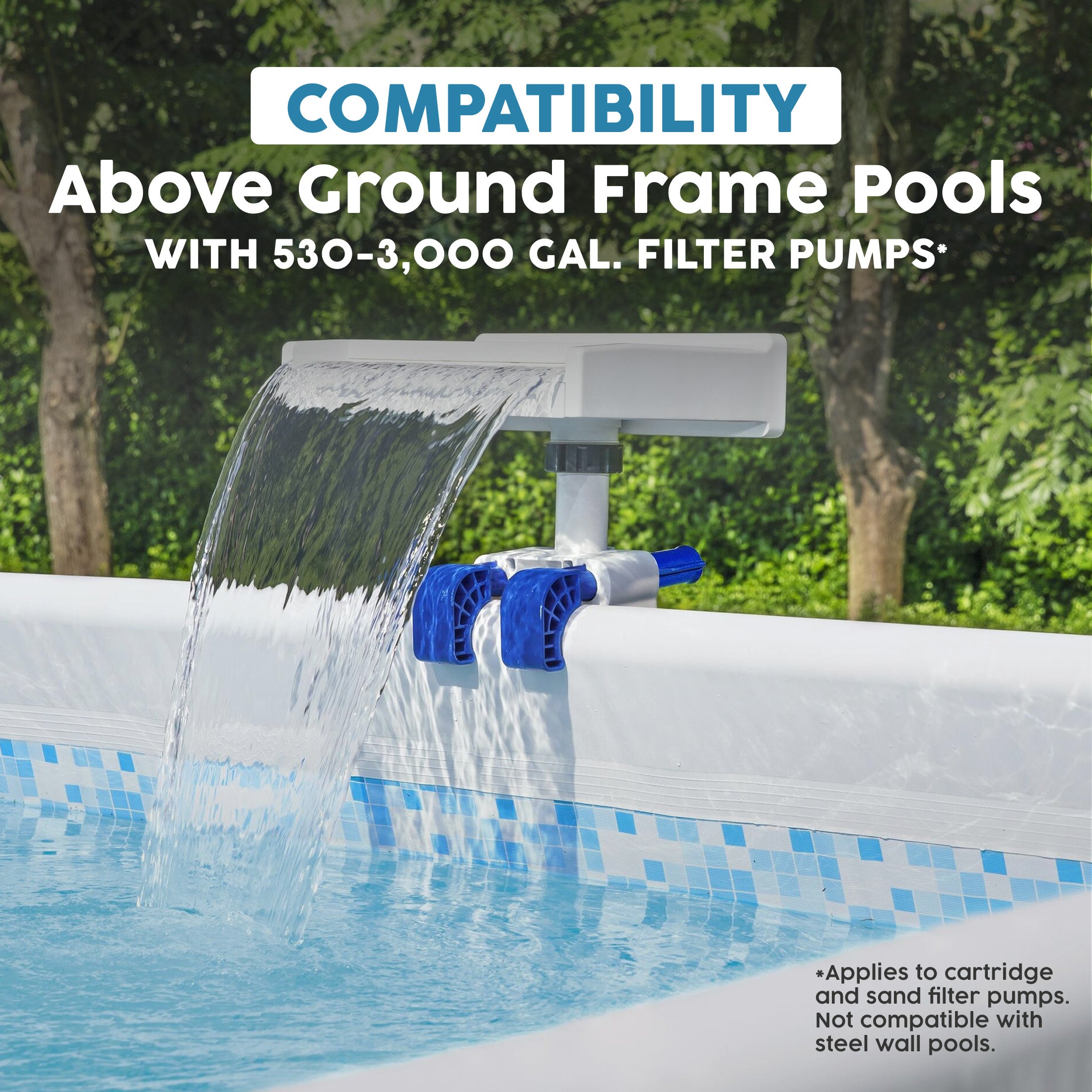 Bestway Multicolor LED Waterfall & 14'x8'x39.5" Above Ground Swimming Pool Set - VMInnovations