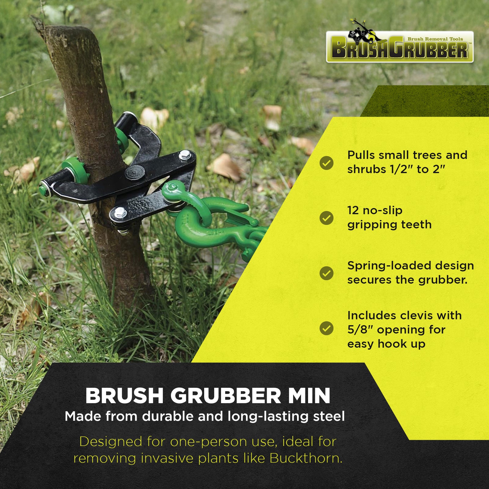 Brush Single Person Steel Brush Grubber Mini Brush Up to 2" Diameter (Open Box) - VMInnovations