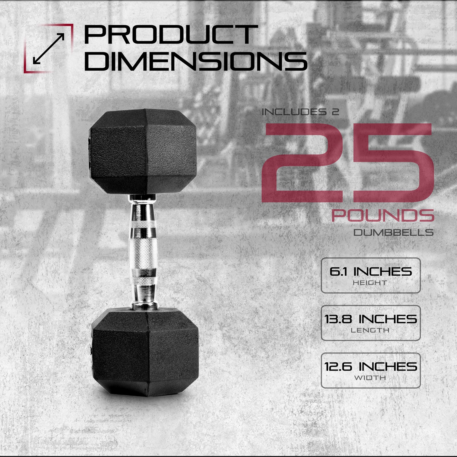 Signature Fitness Hex Dumbbells Strength Training Workout Equipment Set, 25 lbs - VMInnovations