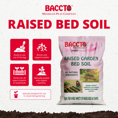 Michigan Peat Company BACCTO Raised Bed Soil for All Plants, 1.5 Cu Ft, 6 Pack