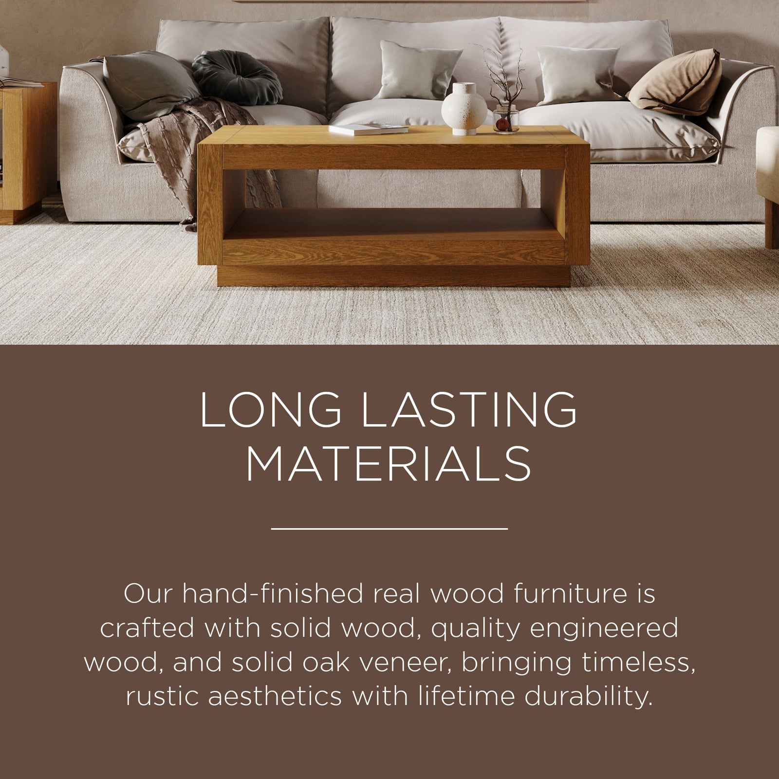 Maven Lane Contemporary Wooden Coffee Table in Refined Natural Finish (Used) - VMInnovations