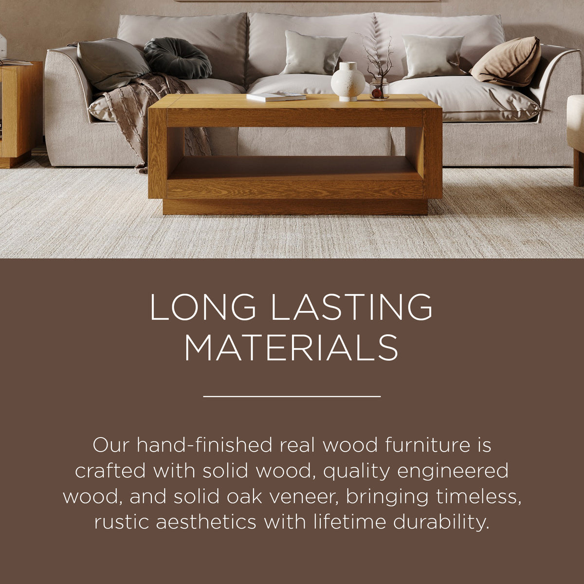 Maven Lane Contemporary Wooden Coffee Table in Refined Natural Finish (Used)