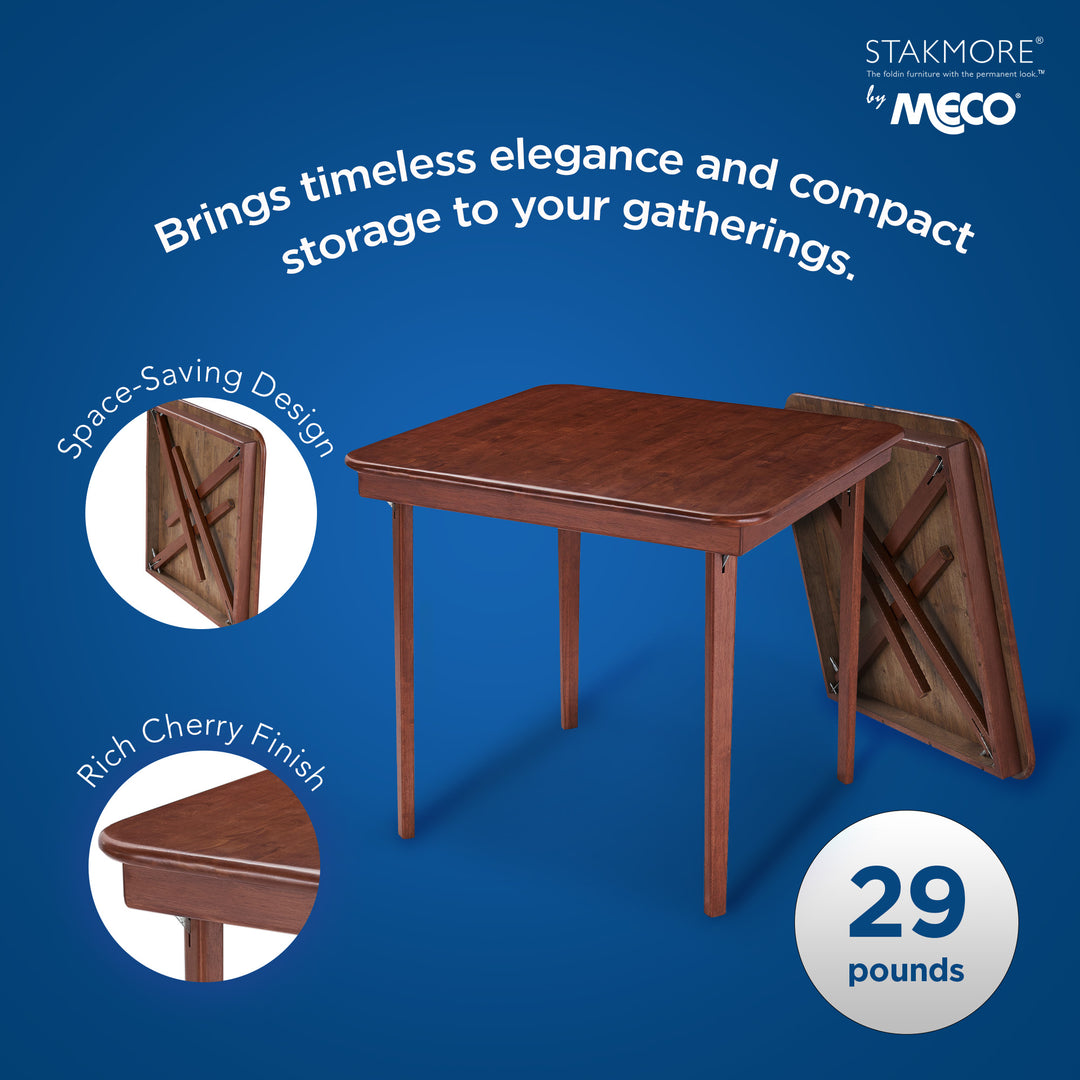 MECO Classic Straight Edge Solid Wood Folding Card Table, Cherry Frame(Open Box)