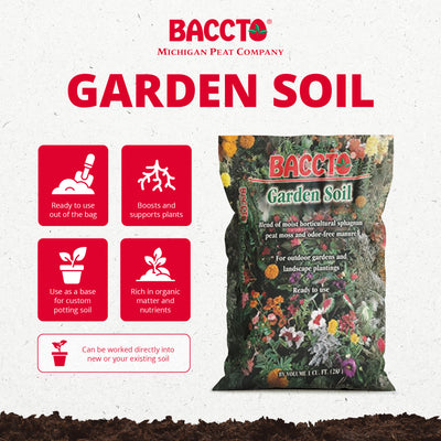 Michigan Peat Company BACCTO Garden Soil for Plants & Veggies, 1 Cu Ft, 10 Pack