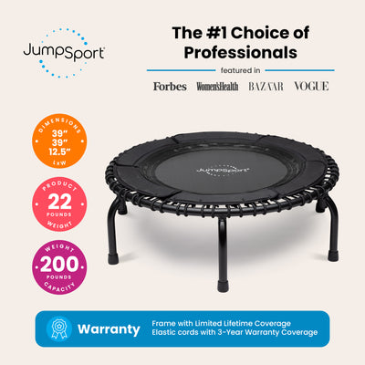 JumpSport Home Gym 39" Heavy Duty Fitness Trampoline w/4-In-1 DVD, Black (Used) - VMInnovations