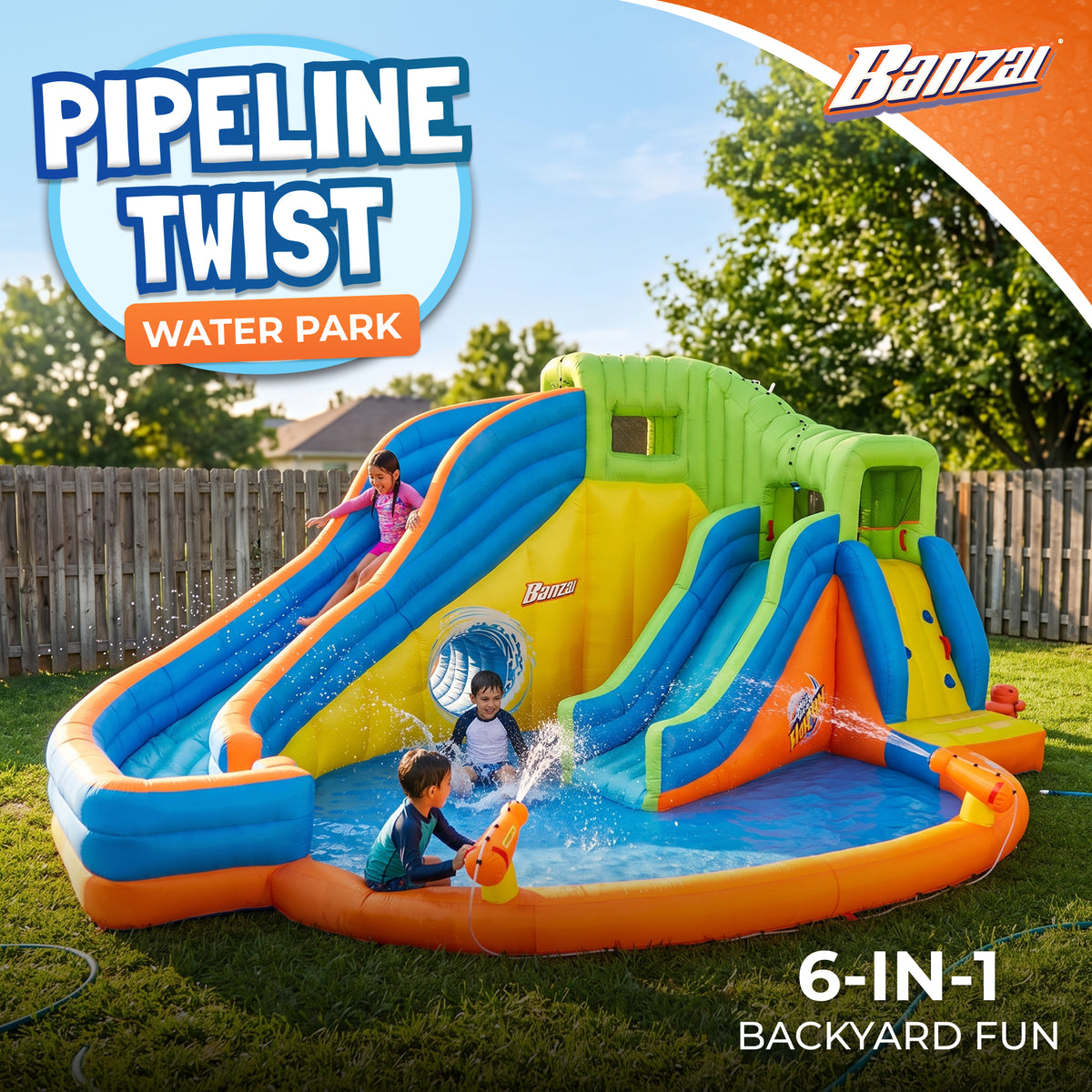 Banzai Pipeline Twist Inflatable Water Park Pool Slides & Cannons (For Parts)