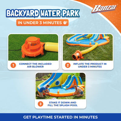 Banzai Pipeline Twist Inflatable Water Park Pool Slides & Cannons (For Parts)