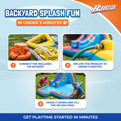 Banzai Slide N Soak Kids Inflatable Outdoor Backyard Water Park (Open Box)