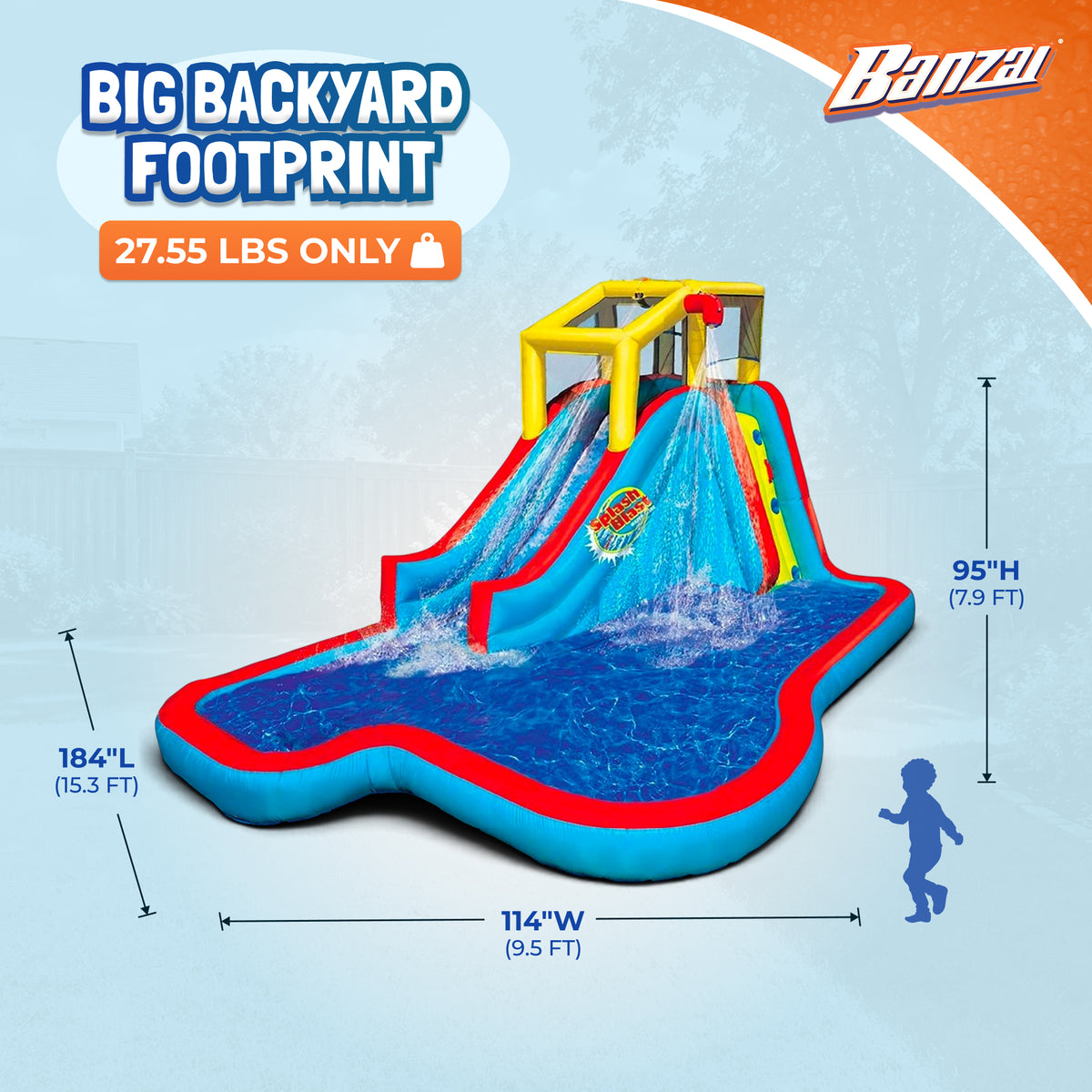 Banzai Slide N Soak Kids Inflatable Outdoor Backyard Water Park (Open Box)