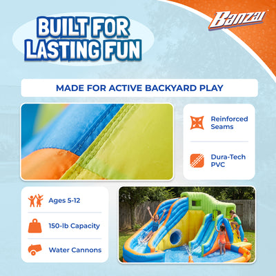 Banzai Pipeline Twist Inflatable Water Park Pool Slides & Cannons (For Parts)