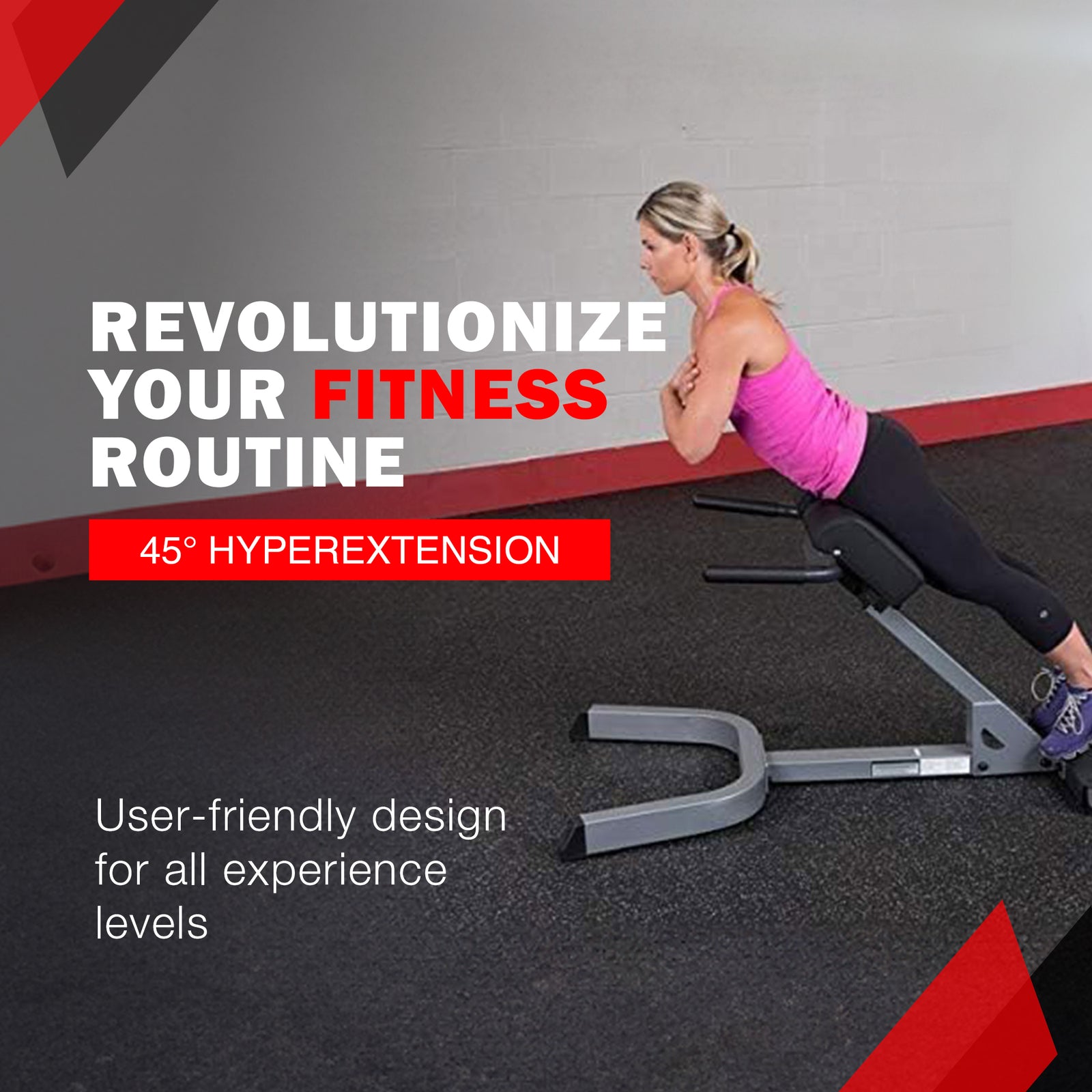 Body Solid 45 Degree Back Hyper Extension and Heavy Gauge Steel with Pads, Gray - VMInnovations