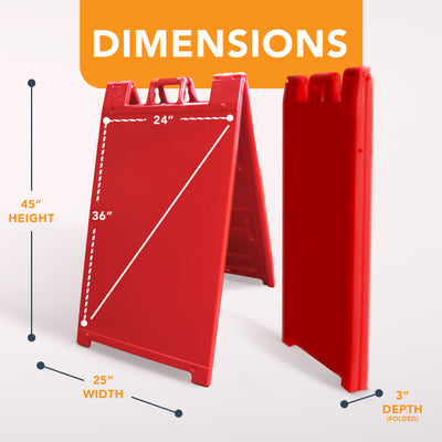Plasticade Signicade A Frame Plain Portable Folding Sidewalk Sign, Red (Used)