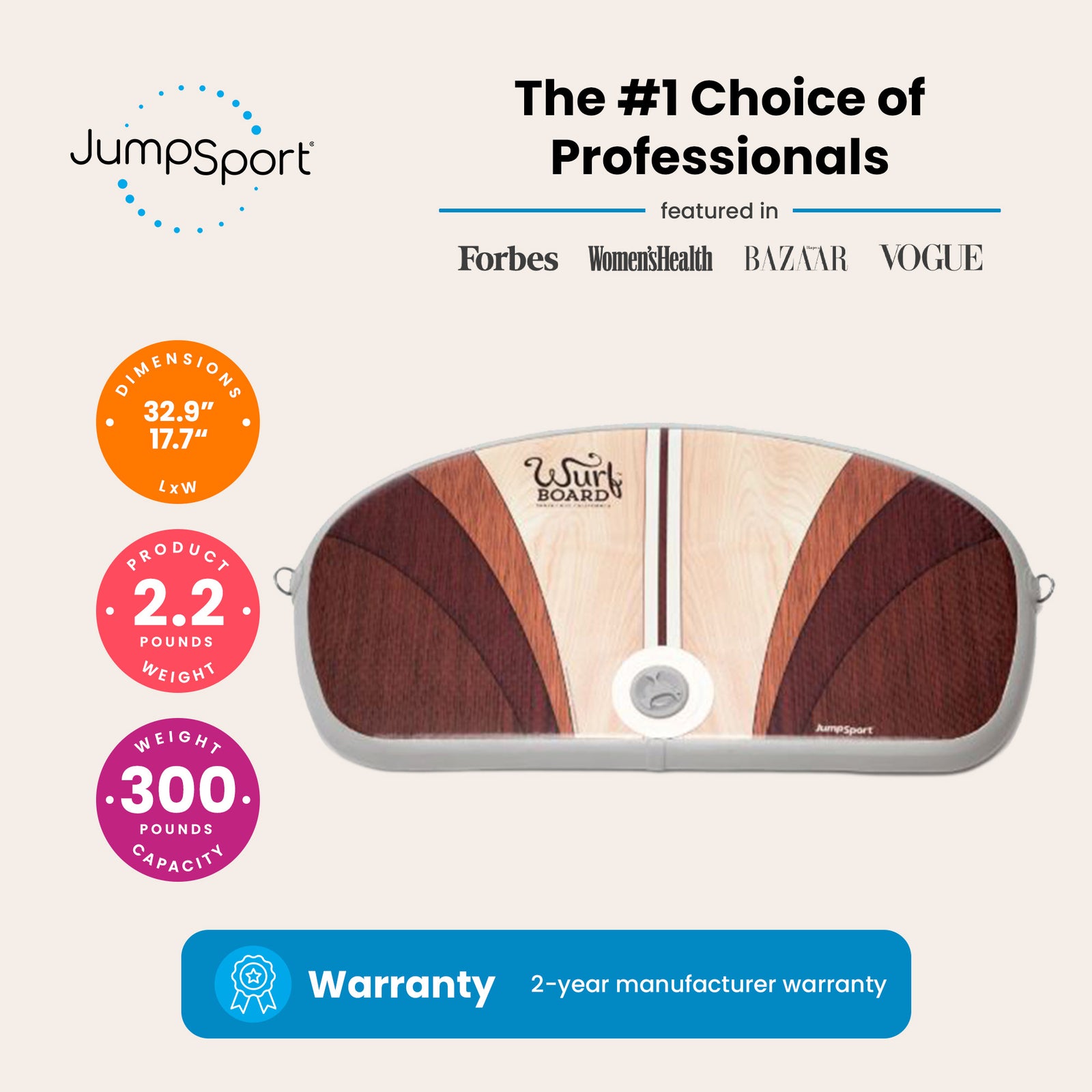 JumpSport Large Wurf Board Anti-Fatigue Air Mat for Standing Desks, Santa Cruz - VMInnovations