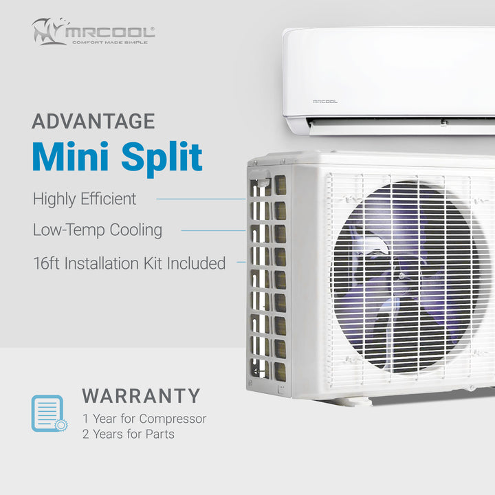 MRCOOL Advantage 12,000 BTU Ductless Inverter Wall Mount Heat Pump System, White