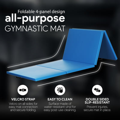 BalanceFrom Foldable Gymnastics Mat w/Sectional Floor Balance Beam, Blue (Used)