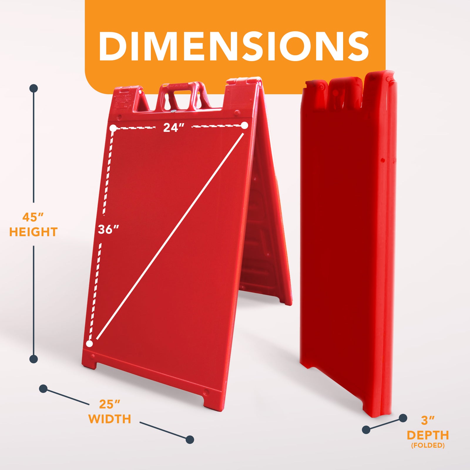 Plasticade 130-R Signicade A Frame Plain Portable Folding Sidewalk Sign, Red - VMInnovations