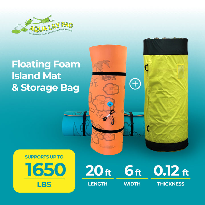 Aqua Lily Pad 20 Ft Maui Water Playground Floating Foam Island Mat & Storage Bag - VMInnovations