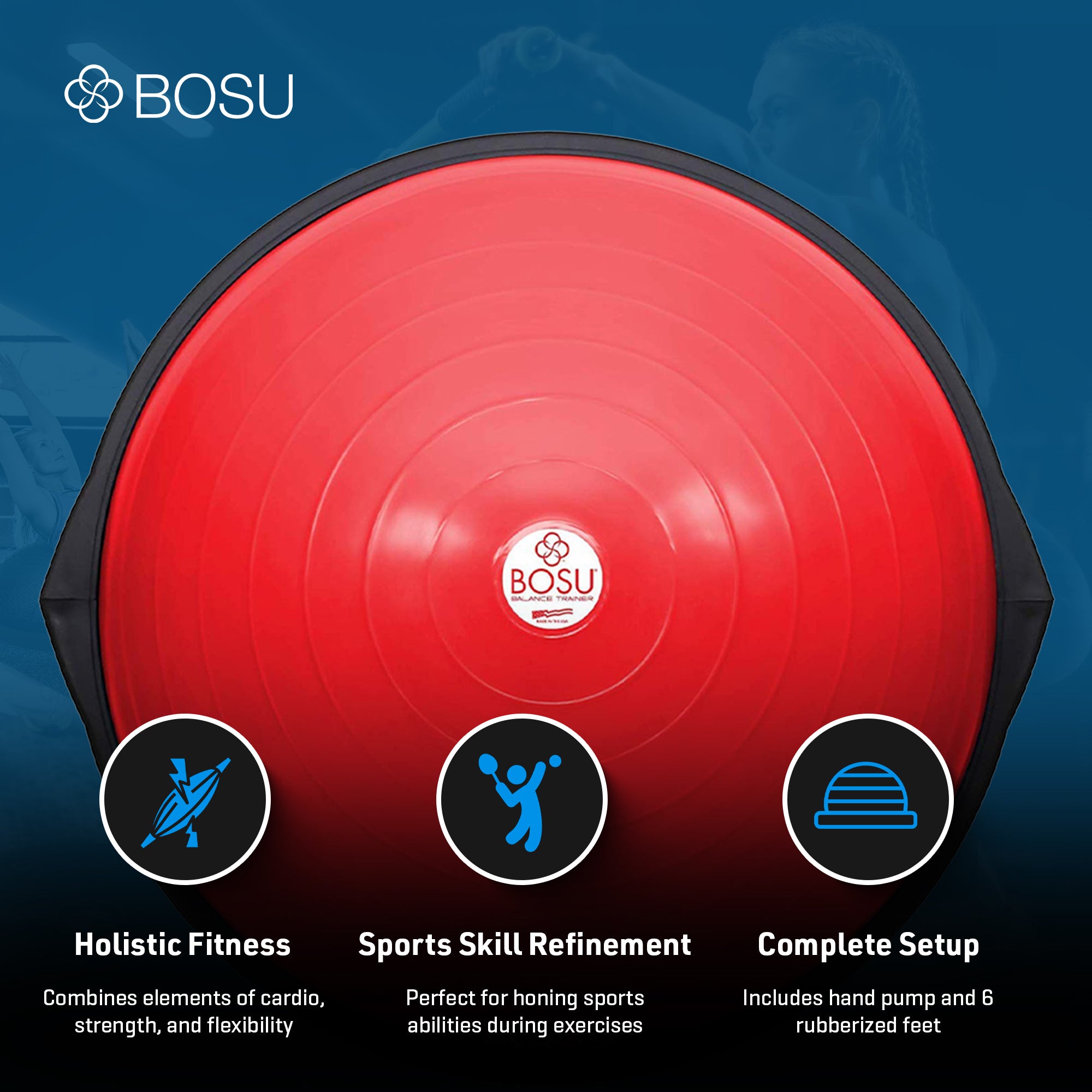 Bosu Home Gym The Original Balance Trainer 65 cm Diameter Red & Black (Open Box) - VMInnovations