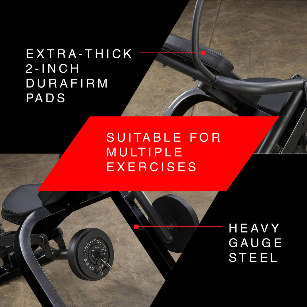 Body Solid Semi Recumbent Ab Bench with Steel Frame for Abs and Obliques, Black