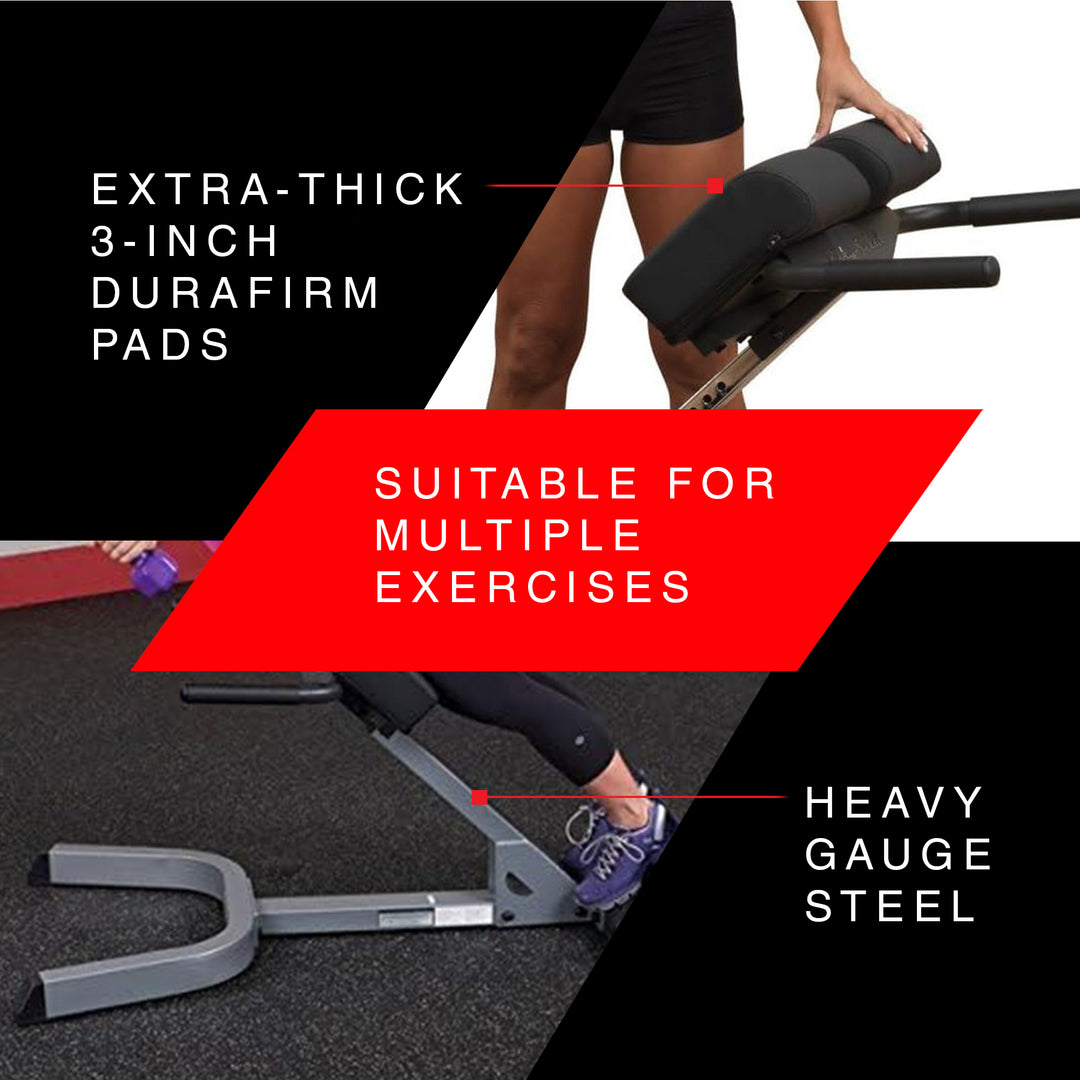 Body Solid 45 Degree Back Hyper Extension and Heavy Gauge Steel with Pads, Gray - VMInnovations