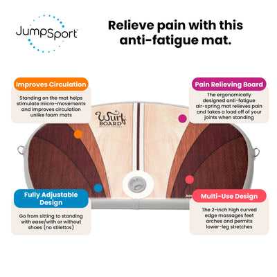 JumpSport Large Wurf Board Anti-Fatigue Air Mat for Standing Desks, Santa Cruz - VMInnovations
