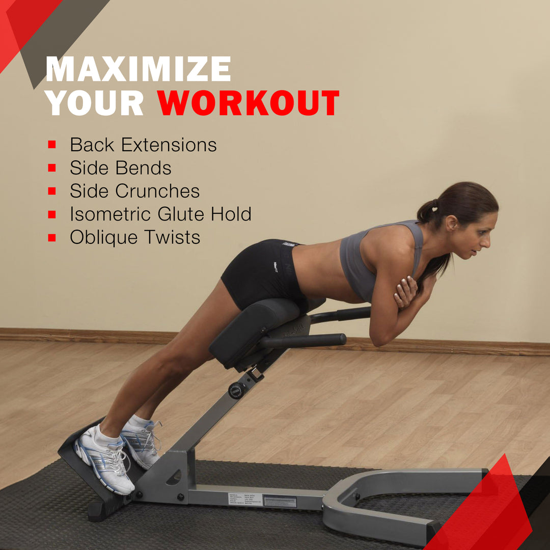 Body Solid 45 Degree Back Hyper Extension and Heavy Gauge Steel with Pads, Gray - VMInnovations