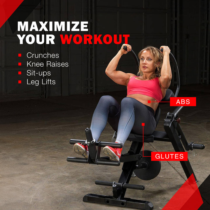 Body Solid Semi Recumbent Ab Bench with Steel Frame for Abs and Obliques, Black - VMInnovations