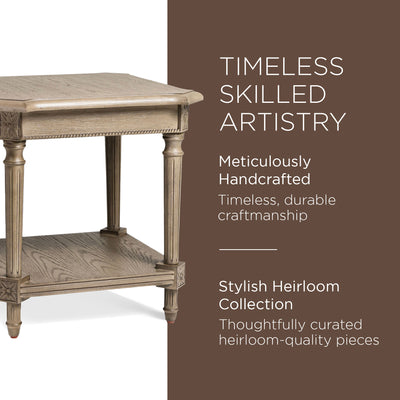 Maven Lane Pullman Traditional Square Wooden Side Table in Antiqued Grey Finish - VMInnovations