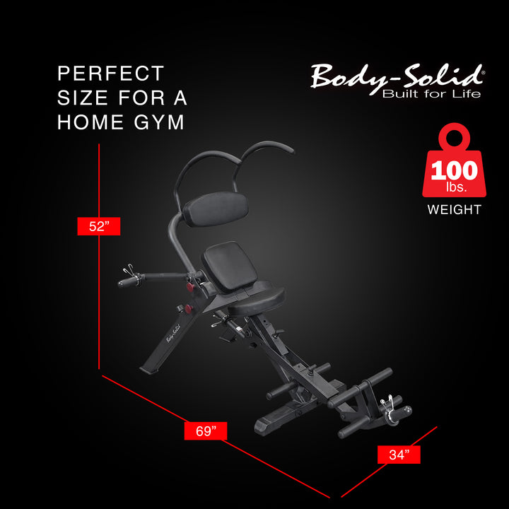 Body Solid Semi Recumbent Ab Bench with Steel Frame for Abs and Obliques, Black - VMInnovations