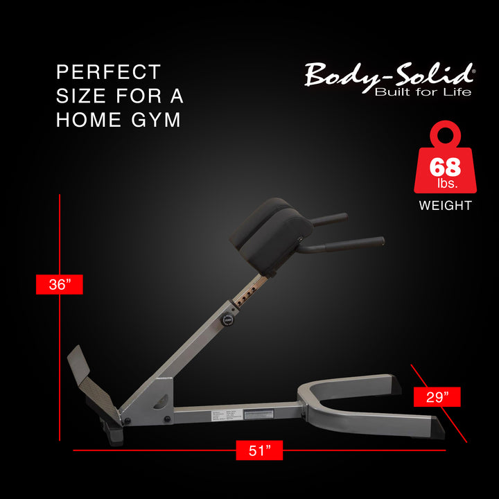 Body Solid 45 Degree Back Hyper Extension and Heavy Gauge Steel with Pads, Gray - VMInnovations