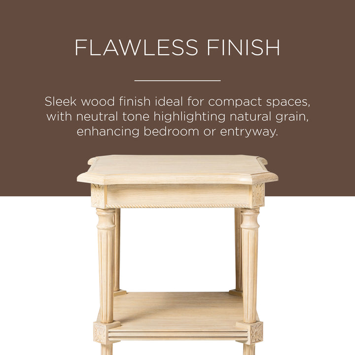 Maven Lane Pullman Traditional Square Wooden Side Table in Antiqued White Finish (For Parts)