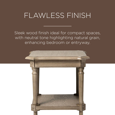 Maven Lane Traditional Square Wooden Side Table in Antiqued Grey Finish (Used) - VMInnovations