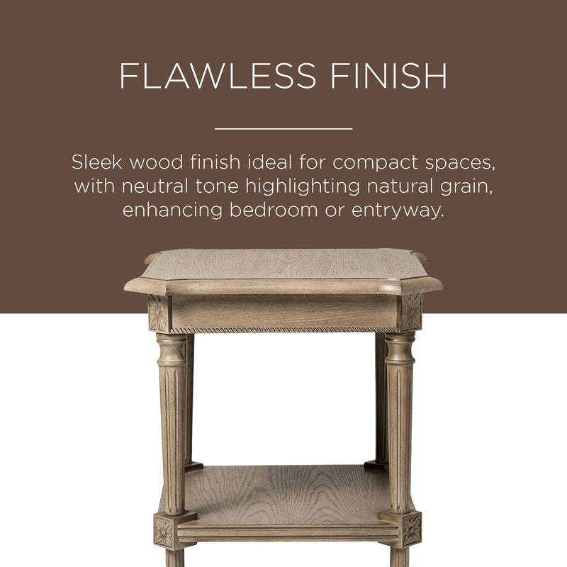 Maven Lane Traditional Square Wooden Side Table in Antiqued Grey Finish (Used)