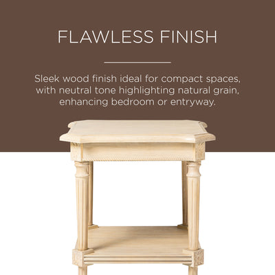 Maven Lane Pullman Traditional Square Wooden Side Table in Antiqued White Finish (For Parts) - VMInnovations