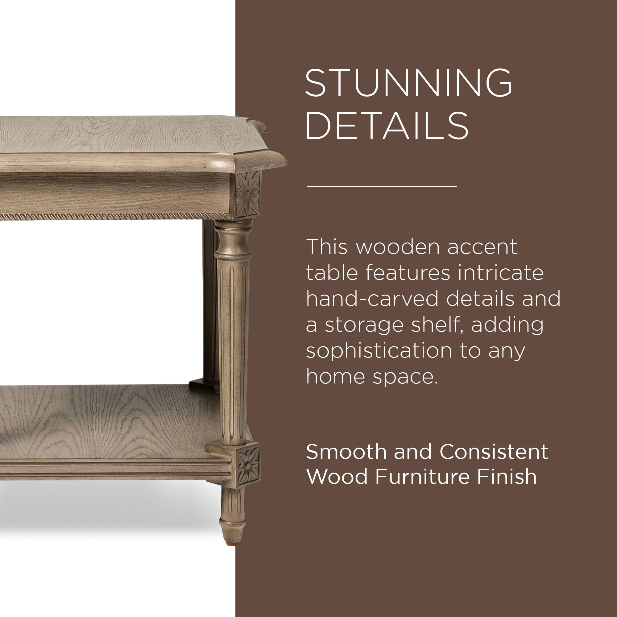 Maven Lane Traditional Square Wooden Side Table in Antiqued Grey Finish (Used) - VMInnovations