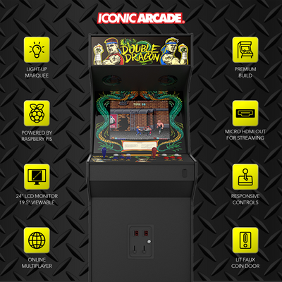Iconic Arcade Double Dragon XT Arcade Machine with 14 Games, 19.5-Inch Screen
