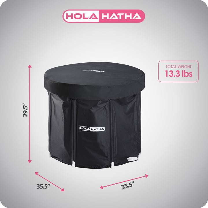 HolaHatha 120 Gal Water Ice Bath Tub, Portable Plunge Recovery Tub w/Lid (Used)