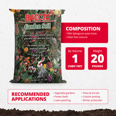 Michigan Peat Company BACCTO Garden Soil for Plants & Veggies, 1 Cu Ft, 10 Pack