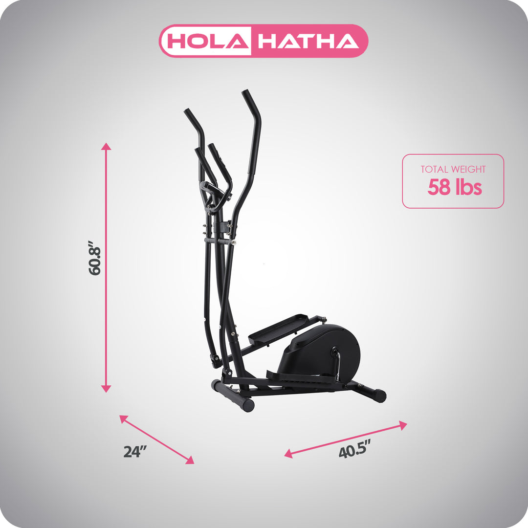 HolaHatha Magnetic Elliptical Machine for Home, Full Body Cardio Trainer, Black - VMInnovations