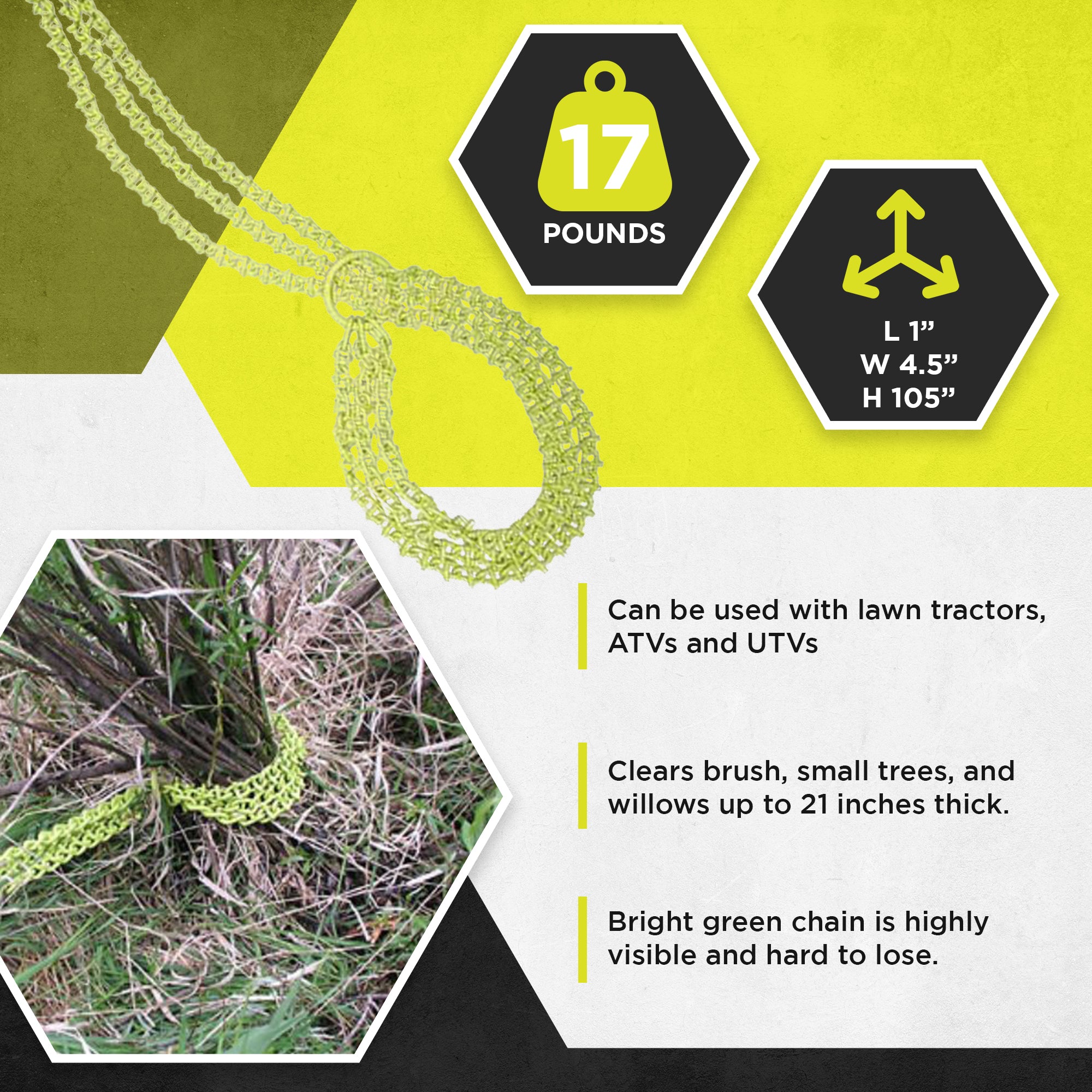 Brush Grubber HD Shrub Clump Tree Grabber Metal Chain, Use w/ ATV (Open Box) - VMInnovations