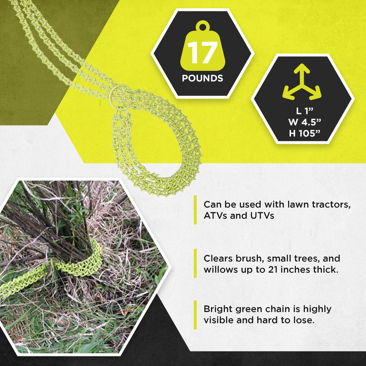 Brush Grubber HD Shrub Clump Tree Grabber Metal Chain System, Use w/ ATV & UTV