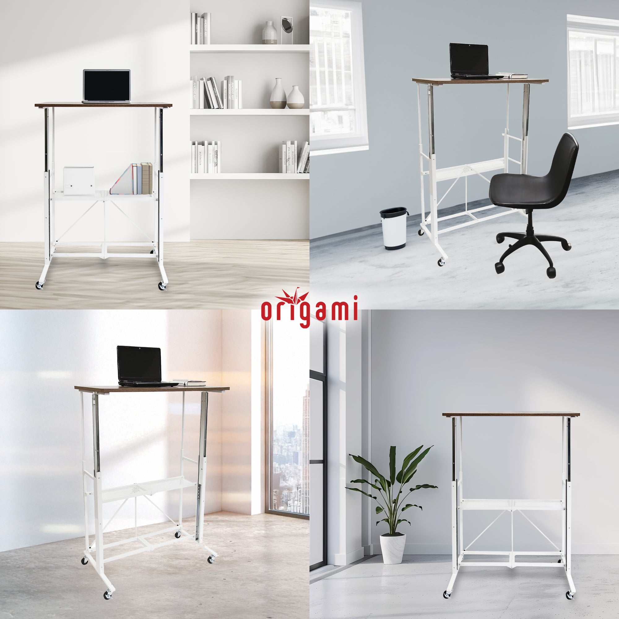 Origami Sit or Stand Adjustable Standing Work Home Office Desk, Slim (Used) - VMInnovations