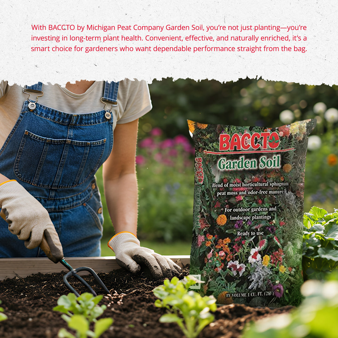 Michigan Peat Company BACCTO Garden Soil for Plants & Veggies, 1 Cu Ft, 10 Pack