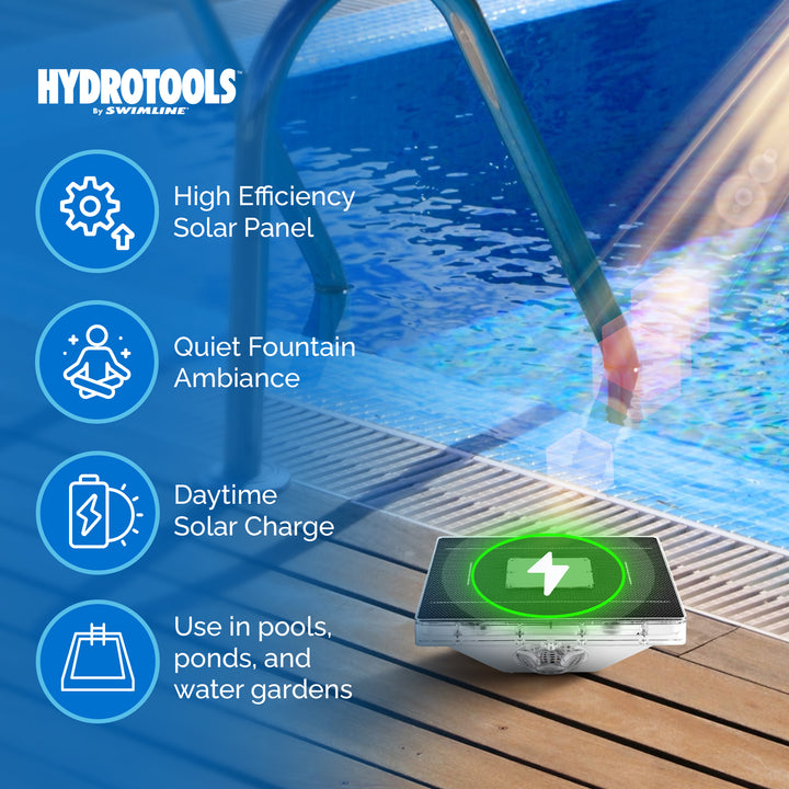 Swimline Hydrotools Solar Power Floating Pool Fountain, Underwater LED Lights
