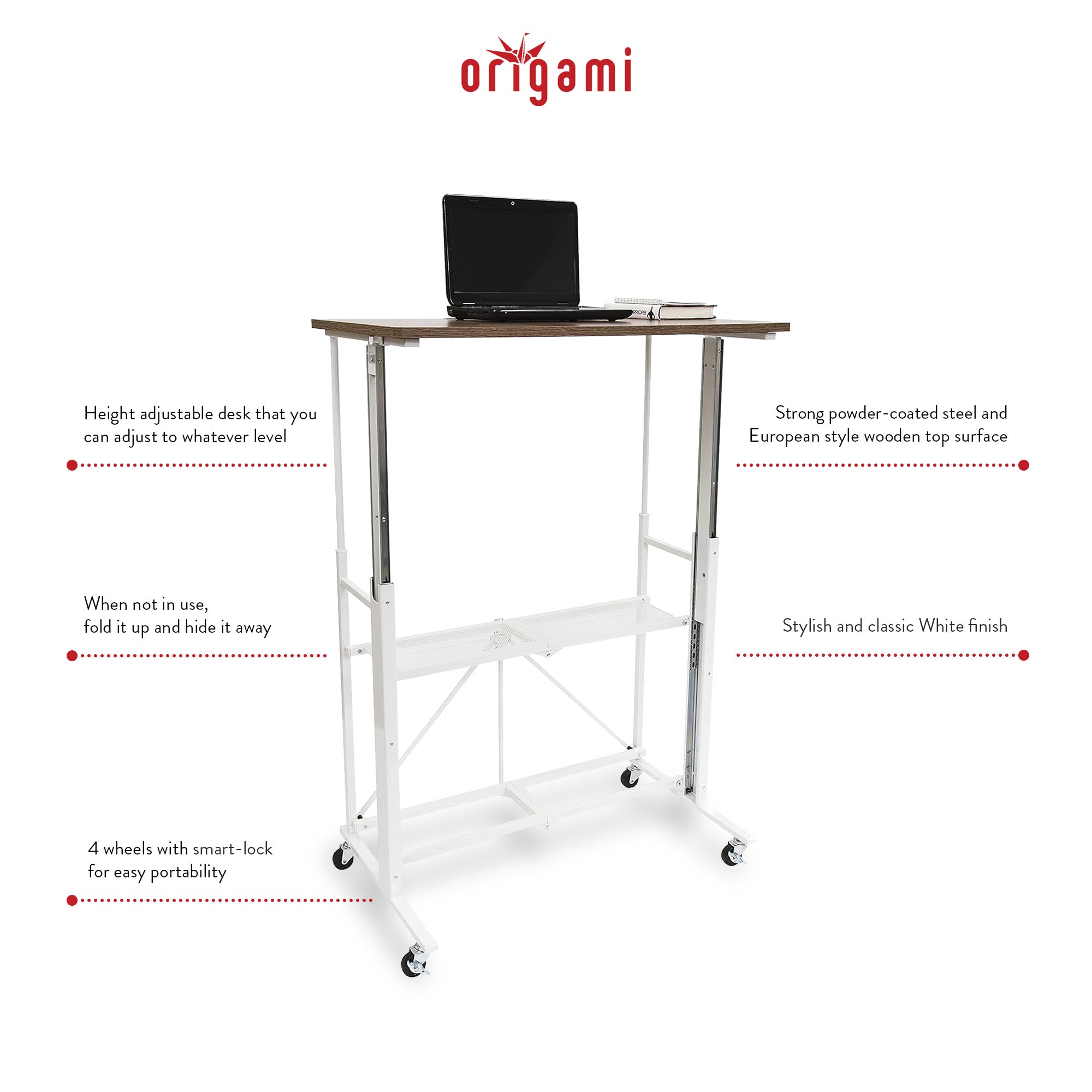 Origami Sit or Stand Adjustable Standing Work Home Office Desk, Slim (Used) - VMInnovations